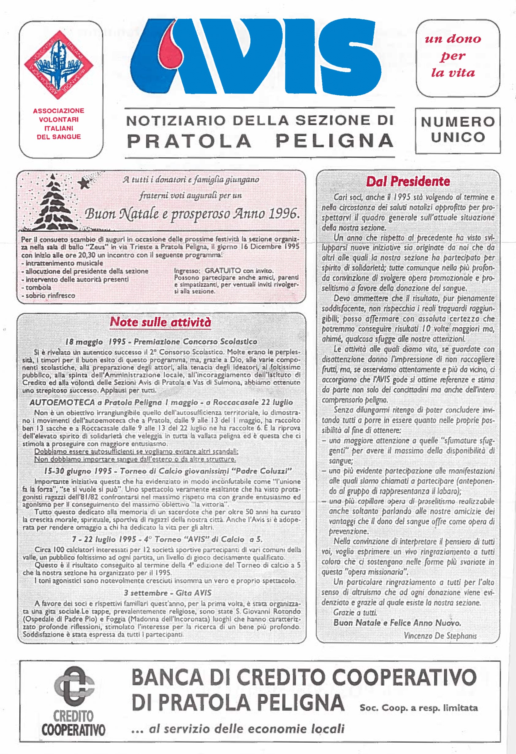 Notiziario Avis - Natale 1995